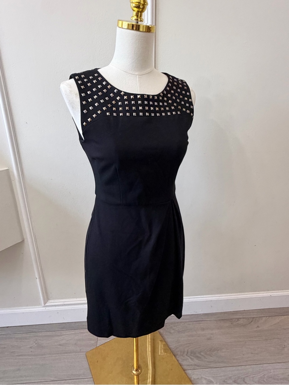 Nanette Lepore Black Mini Dress with Silver Stud Detailing